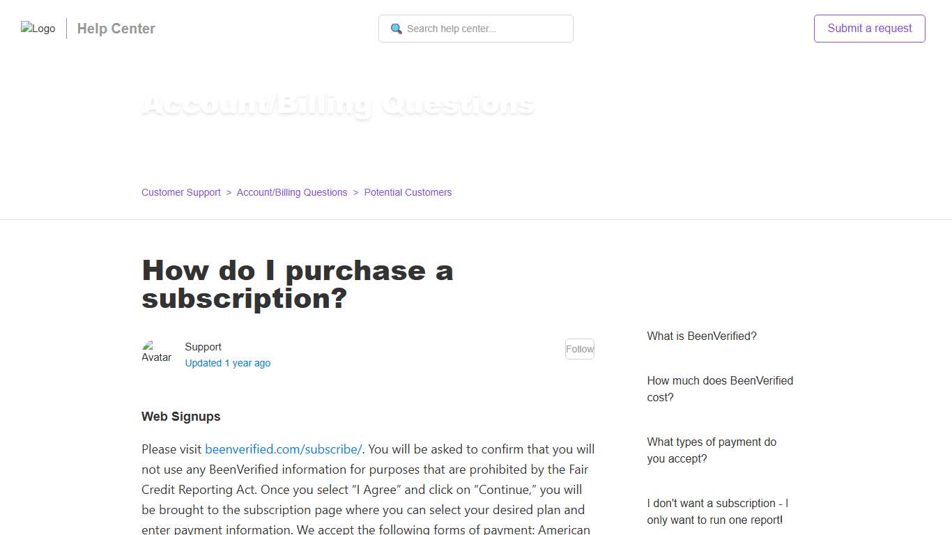 How do I purchase a subscription? – Customer Support